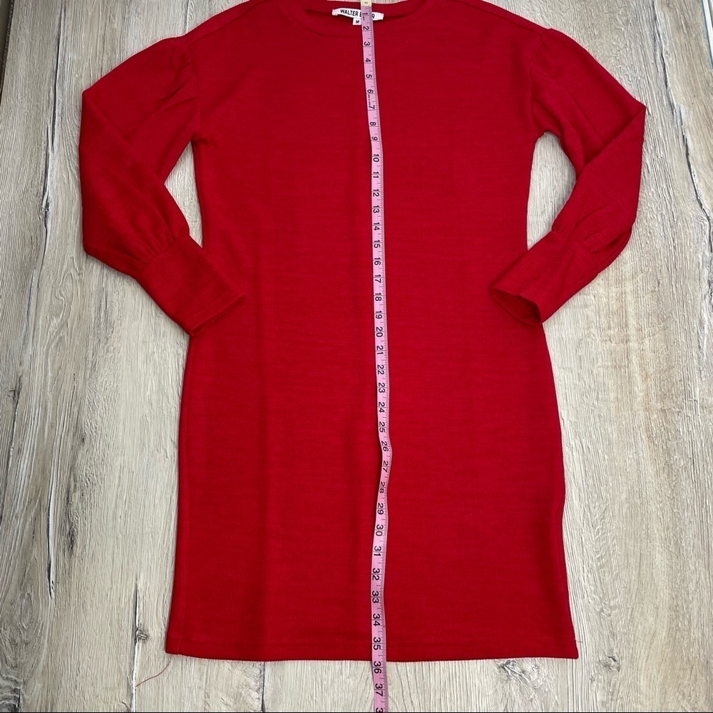 Red Puff Sleeve Sweater Dress Sz Medium - Picture 10 of 12